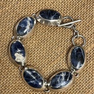 Vintage Taxco Sterling Silver Blue Sodalite Bracelet